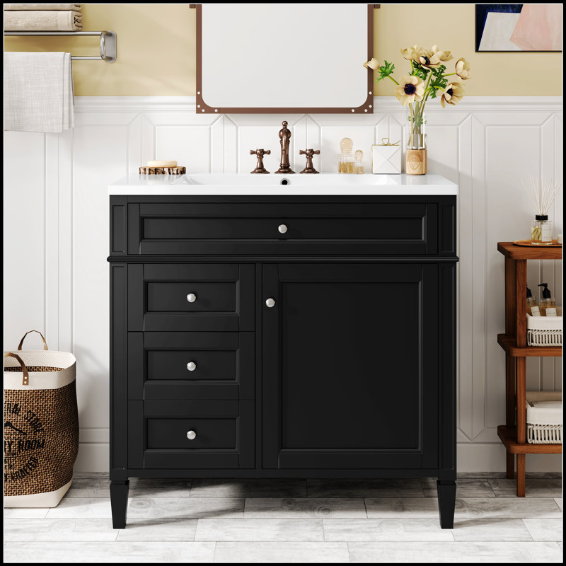 Meuble-lavabo moderne de 36 po avec lavabo supérieur, rangement spacieux et design élégant pour une organisation efficace