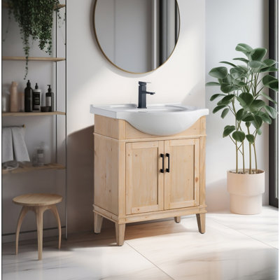Ensemble de meuble-lavabo simple autoportant 30 po avec plateau en céramique Arlowene
