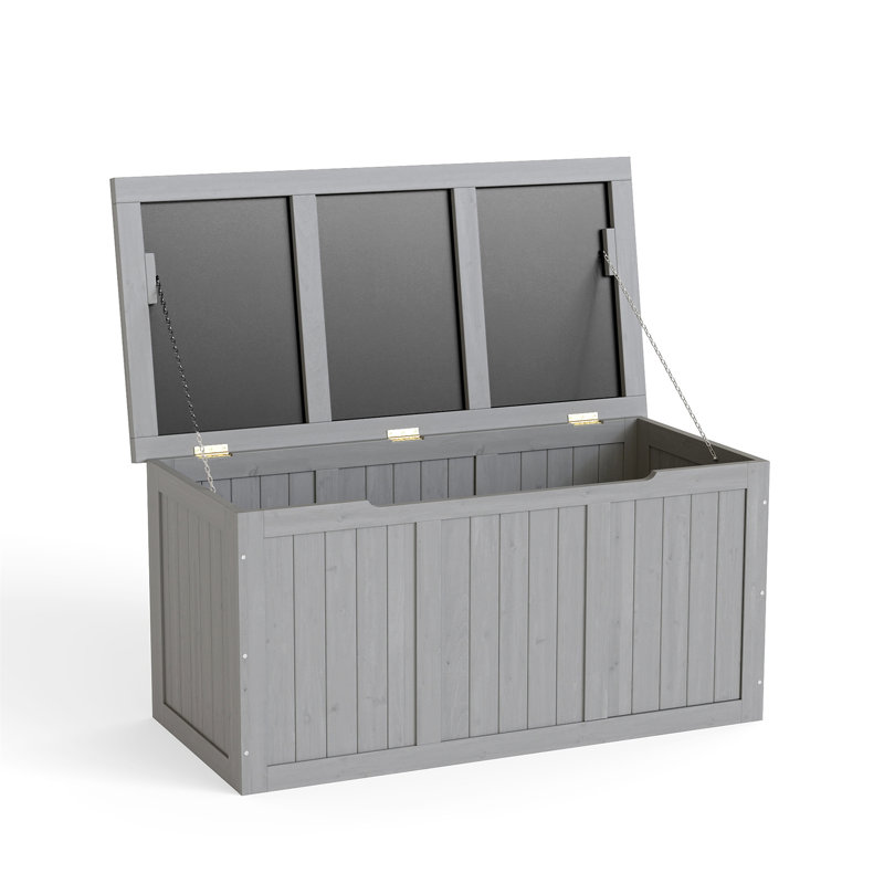 Boîte de rangement en bois massif 67 gallons, Gris, H 22 po x l 45 po x P 22 po