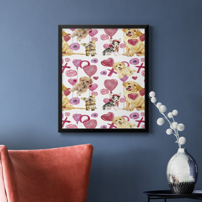Puppy Valentine Collection E Premium Framed Canvas - Ready to Hang