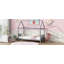 Lit simple avec tête et pied de lit, lit simple en bois d'hévéa avec cadre de maison-1406132091