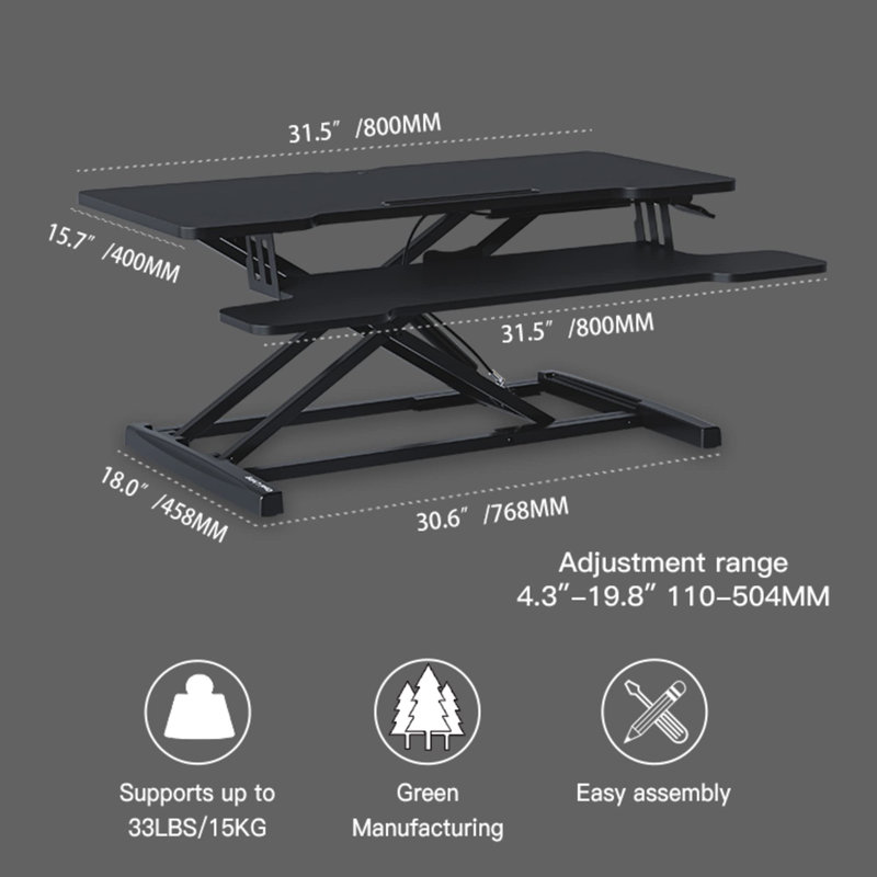 Adjustable Metal Base Standing Desk Converter