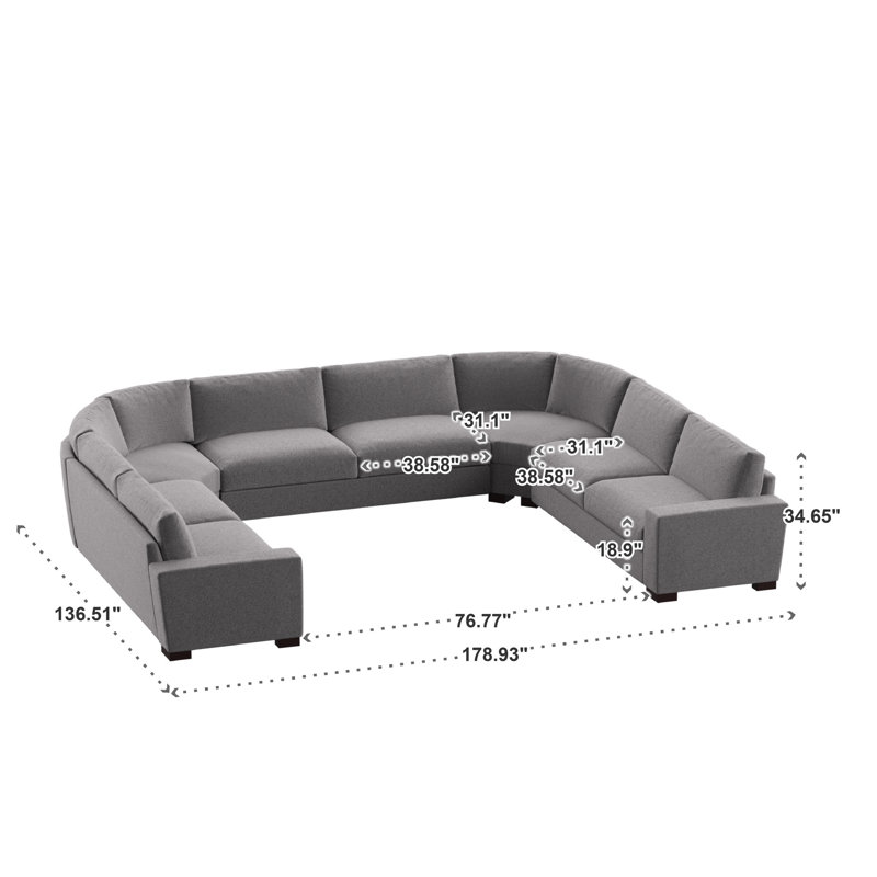 Michaella Upholstered U-Shaped Sectional Symmetrical