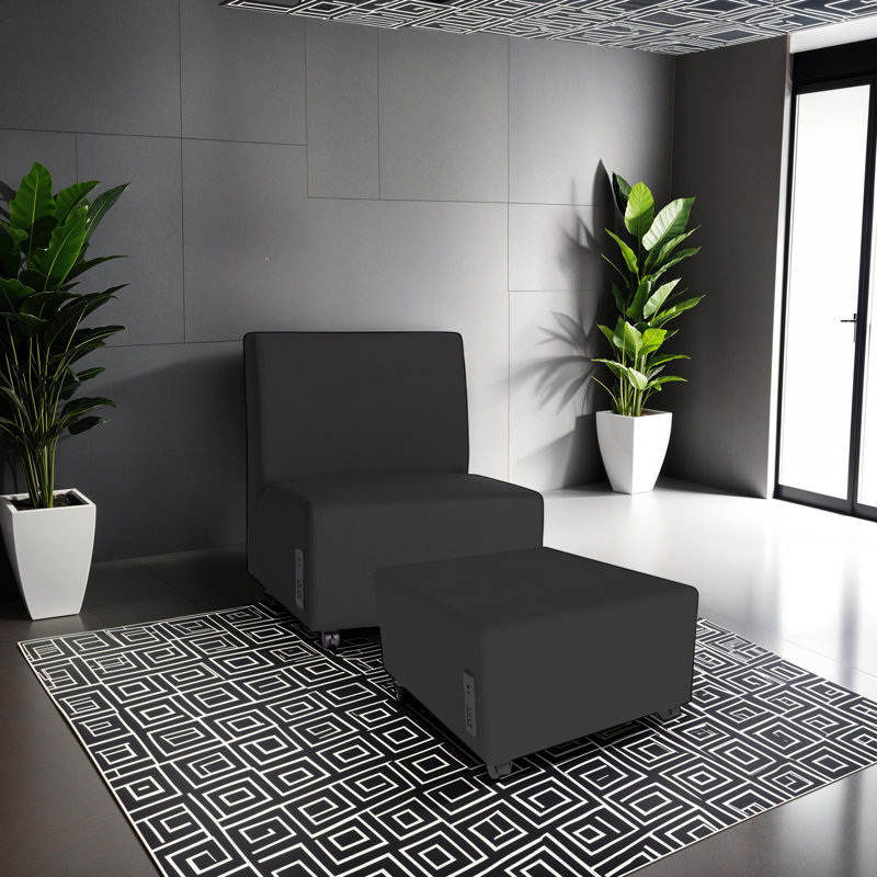 Repose-pieds carré mobile avec panneau Tech Pro Series, Noir