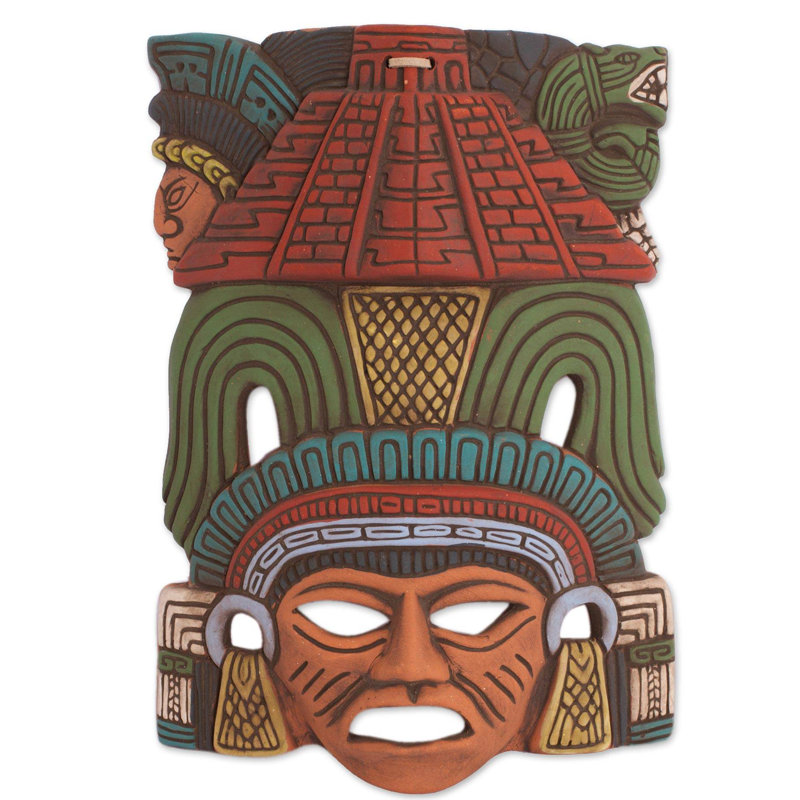 Handmade Mayan Pyramid Ceramic mask (Mexico)