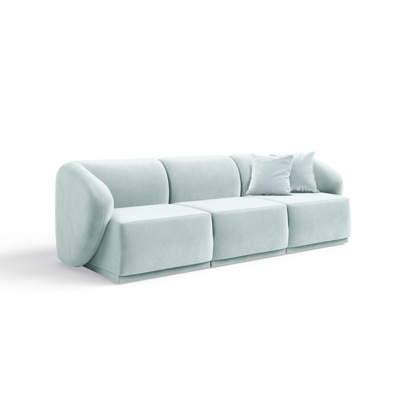 3 Seater Velvet Sofa & Chaise, Blue