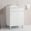 Armoire de salle de bain murale avec lavabo en céramique, idéale pour les petites salles de bain et les salles d'eau, offrant un rangement facile d'accès et une performance durable