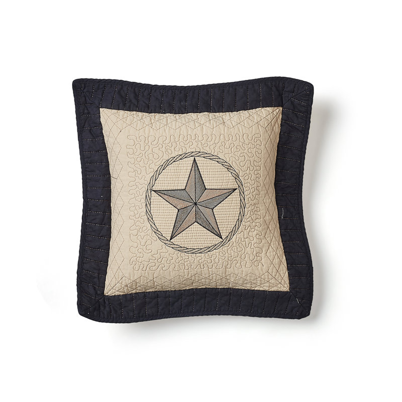 Southwestern Tan and Brown Cotton Embroidered Square Throw Pillow