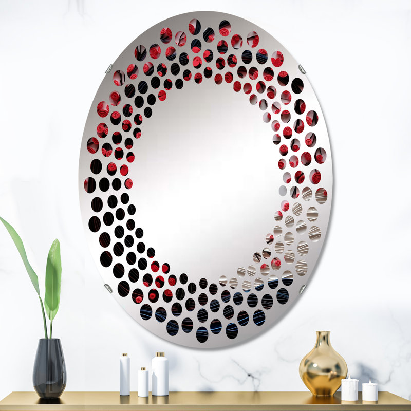 Red Moon Ruby Radiance I - Miroir mural à pois - MIR116257 - Ovale, L 24 po x H 36 po