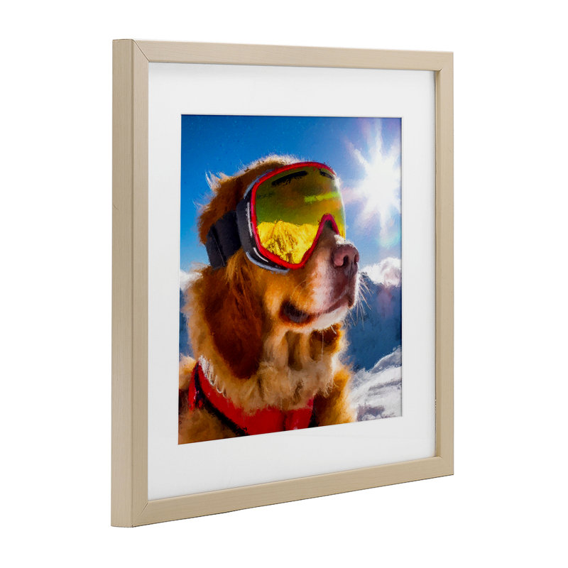 «Ski Goggles Retriever», reproduction encadrée sous verre, conception de Sean Parnell, Récolte de pin sous cadre en verre