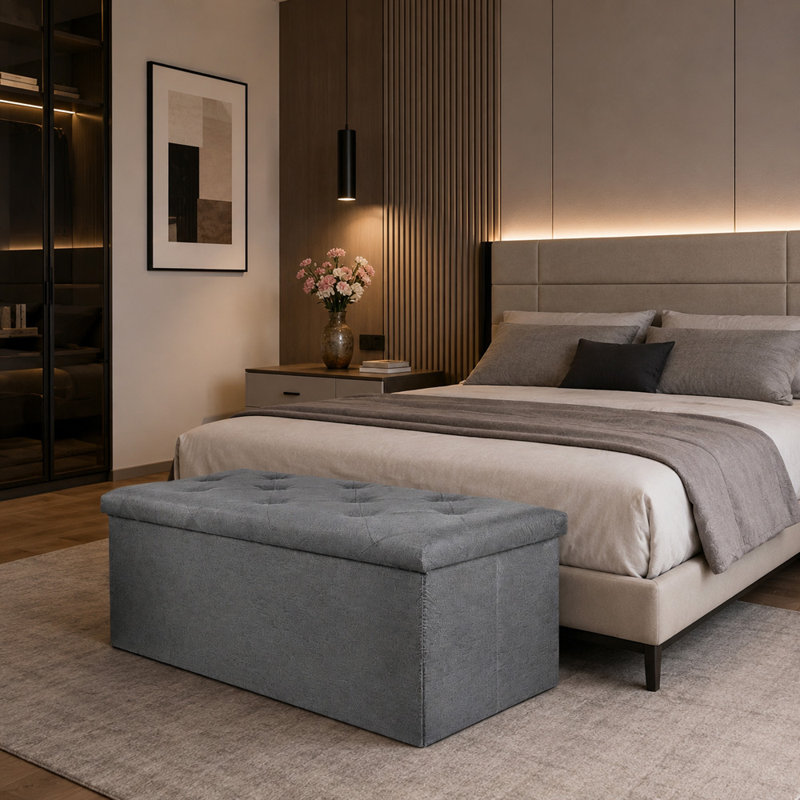 Banc de rangement avec repose-pieds 43 pouces