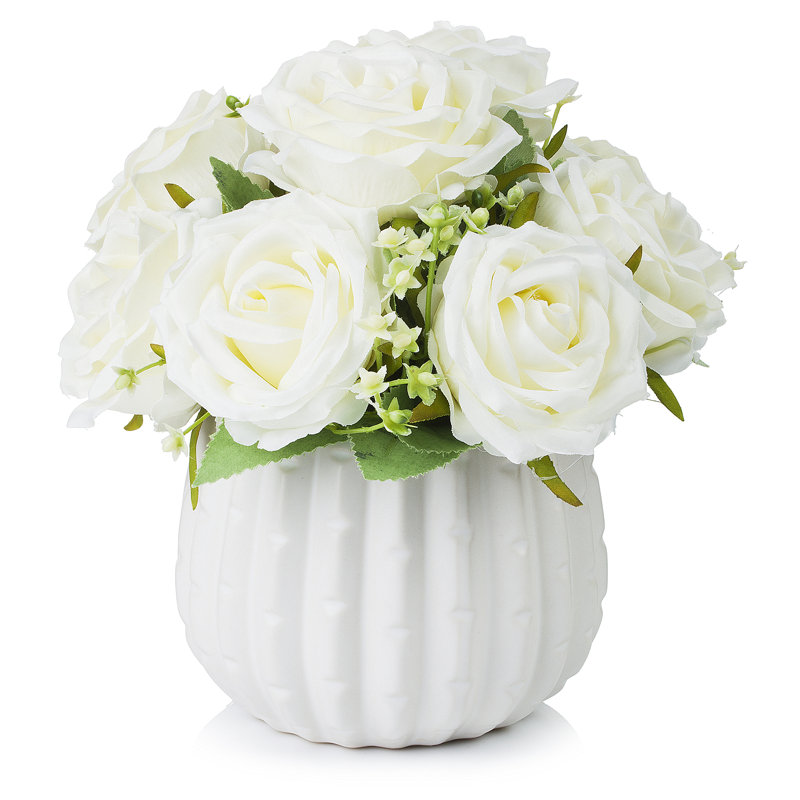 Rose Arrangement in Pot, Cream