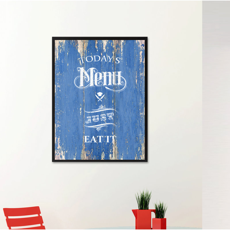 Todays menu Just Eat It - Reproduction d'art textuel sur toile encadrée, H 37 po x l 28 po x P 1,13 po