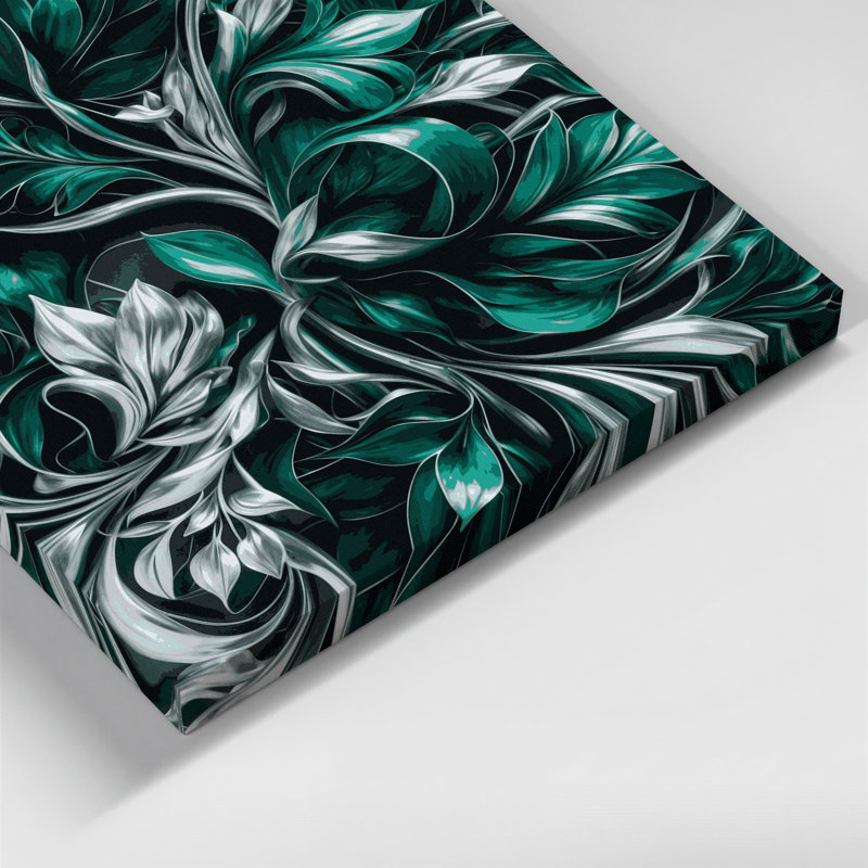 «Abstract Florals 79», art mural sur toile bleue, H 8 po x l 8 po