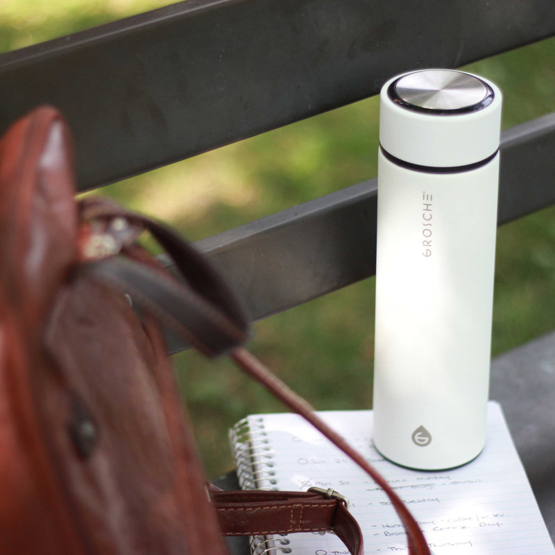 Grosche Chicago 15.2oz. Vacuum Insulated Stainless Steel Water Bottle with Tea Infuser, White
