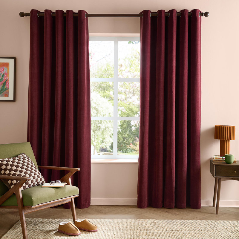 Soft Chenille Blackout Curtain Panel Pair, 229 cm Width x 183 cm Drop