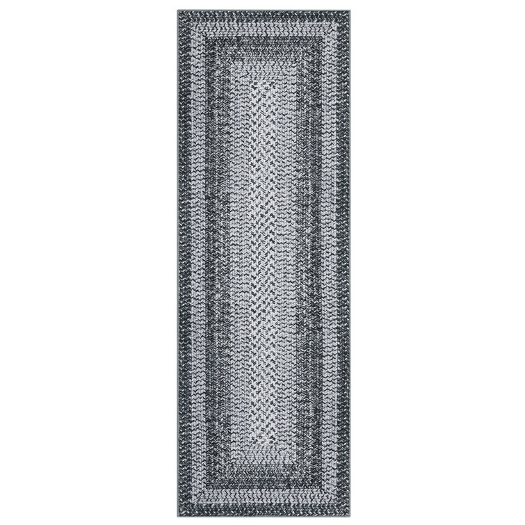 Washable Modern Rugs for Bedroom Imitation Braided Soft Geometric Area Rug Non Slip Stain Resistant Carpet