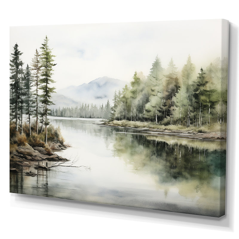 Scandinavian Lake Tranquility sur impression sur toile, H 24 po x l 32 po x P 1 po, Toile tendue