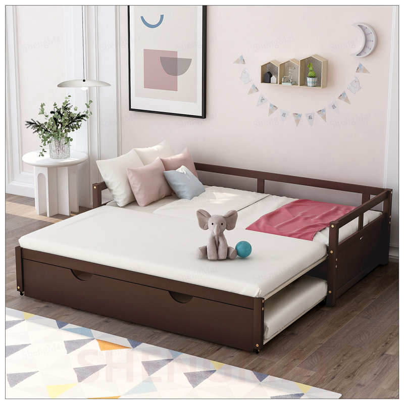 Lit de jour extensible avec couchette, lit de jour en bois pour un espace d'invité polyvalent et peu encombrant