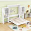 Grand lit escamotable en bois avec bureau, coiffeuse et armoires-1843896017