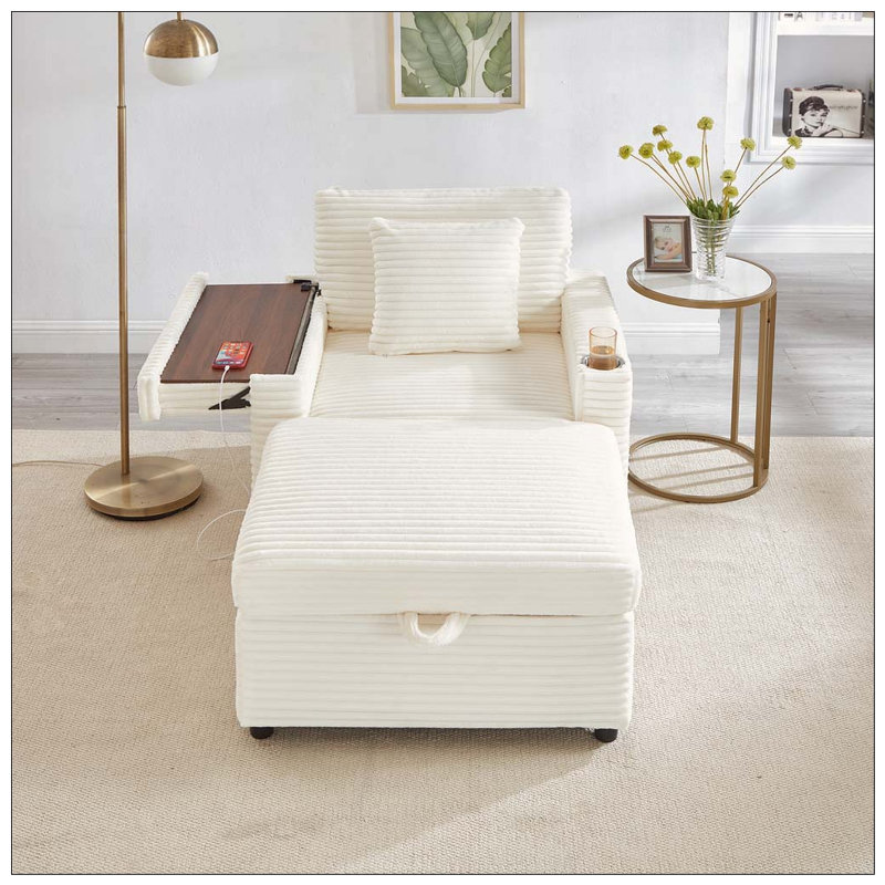 Fauteuil d'appoint confortable en velours côtelé, White