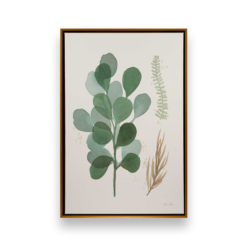 Earthy Greens in Bloom II, reproduction sur toile dans un cadre, H 18,75 po x l 12,75 po, Or poli