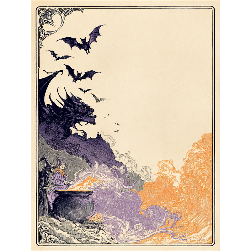Dragon et sorcières, art mural sur toile tendue