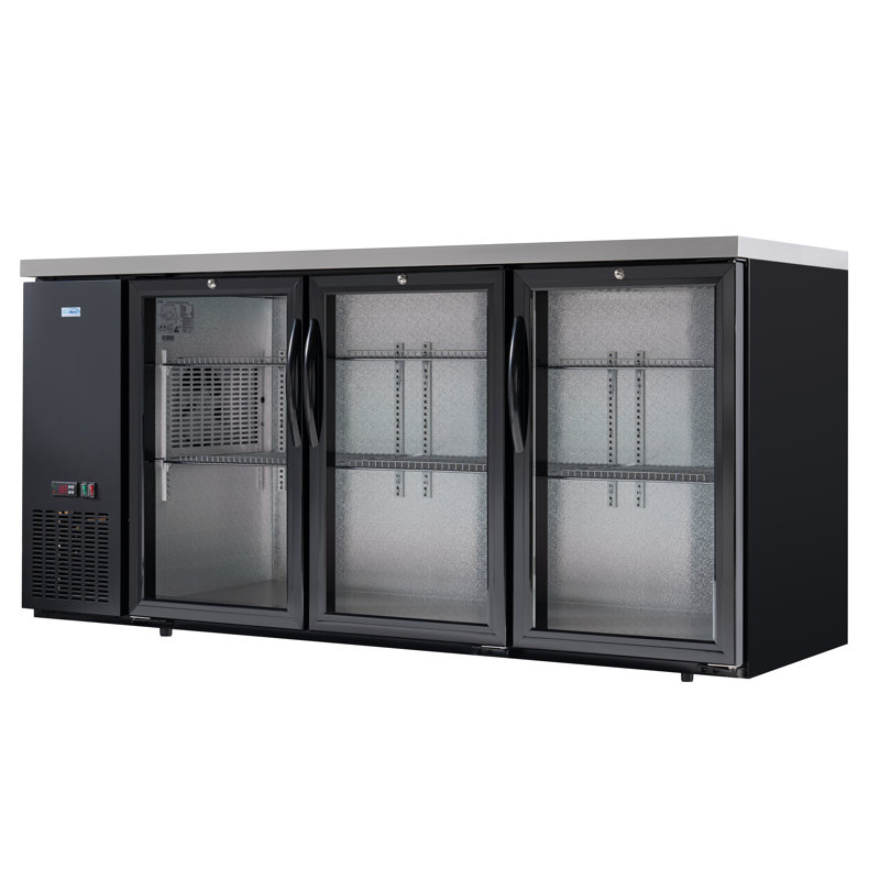 72 In. Commercial Back Bar Cooler in With Side Condenser and LED Lighting, 18 Cu. Ft Capacity, Black
