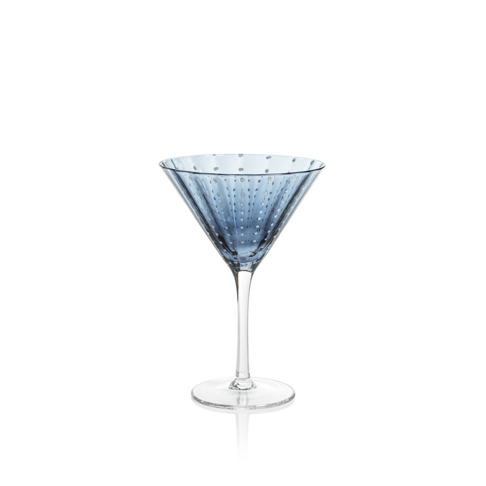 Pescara White Dot Martini Glasses, Set of 4, Navy Blue