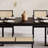 Solid wood table set with rattan legs-109319317
