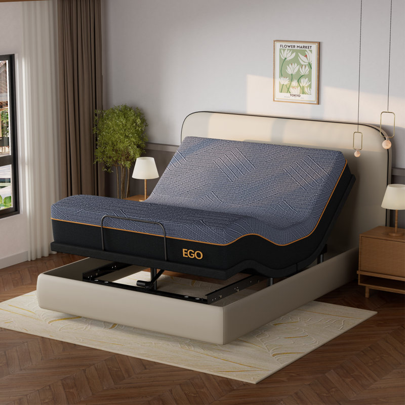 EGOHOME Zero Gravity Adjustable Bed With 12" Memory Foam Mattress, Wireless Remote Control, Twin XL