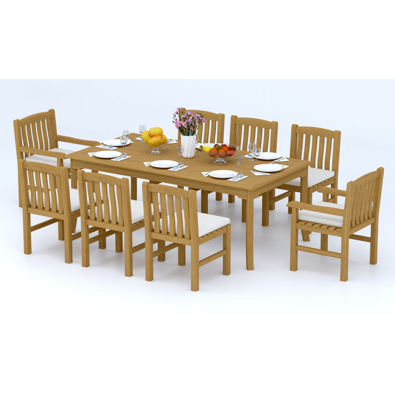 6 Seats 7 Pcs Grade-A Teak Wood Dining Set: 83" Rectangle Table And 6 Devon Chairs (2 Arm & 4 Armless Chairs) #11DV1802, 8