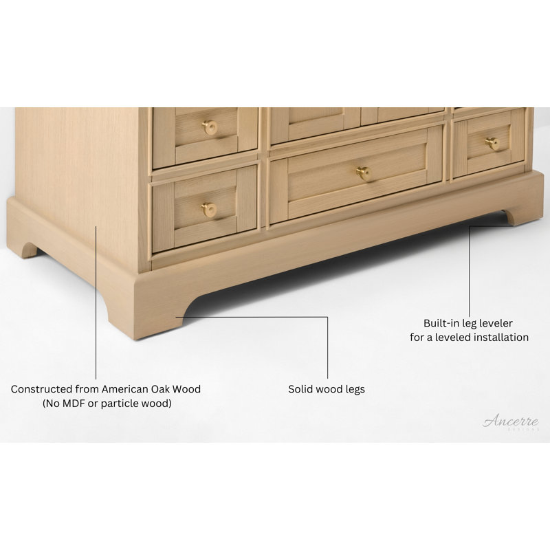 Audrey 48'' W Vanity, Oak/Rose Gold, Pure White Quartz