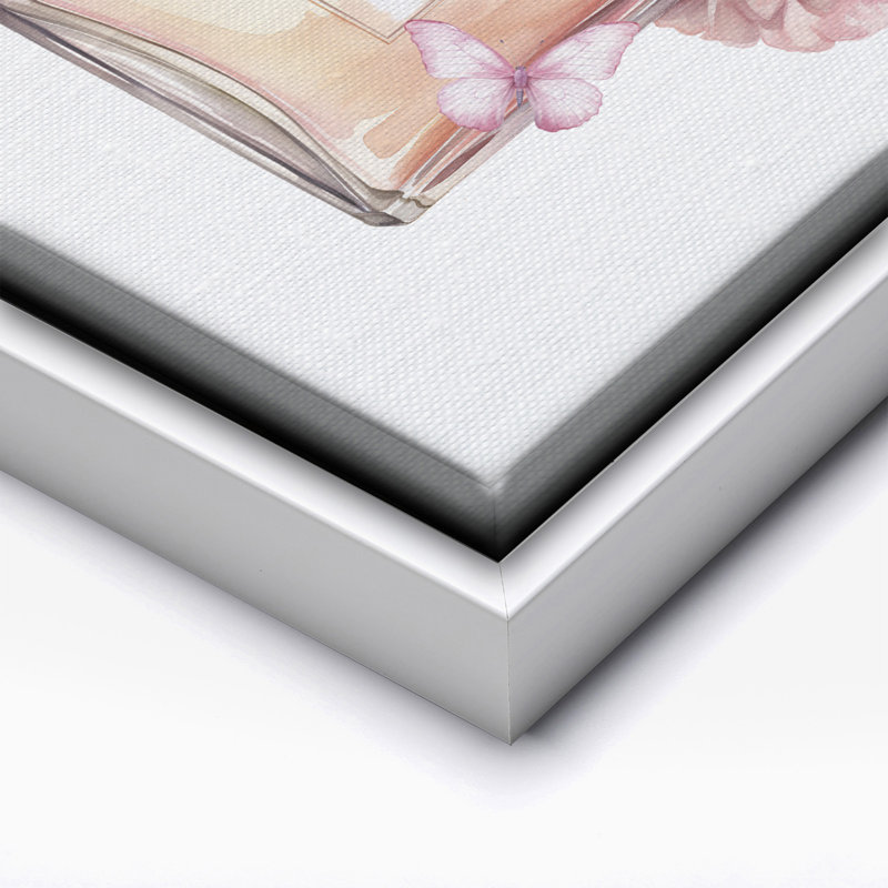 Parfum tendance rose, 18"H x 24"W, Canvas, White Framed