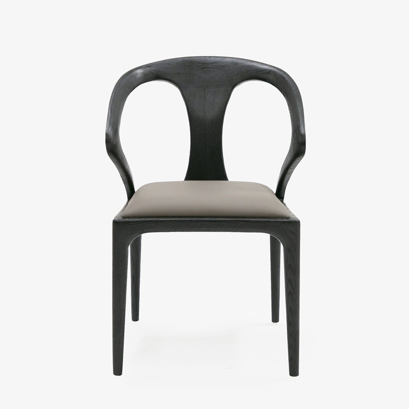 Downham Solid Wood Upholstered Dining Chair, Black Ash, Gray