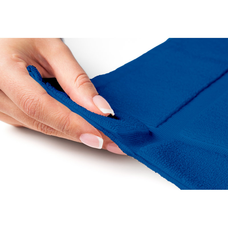 Tapis de bain uni 1350 g / m² 100% coton pour plancher de salle de bain, Bleu marine, L 17 po x L 24 po