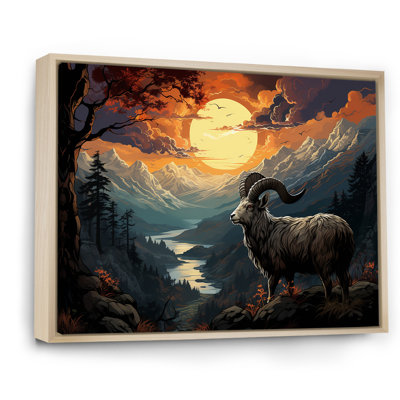 Grey Buck Goat In Mountain II - Goat Animal Wall Art