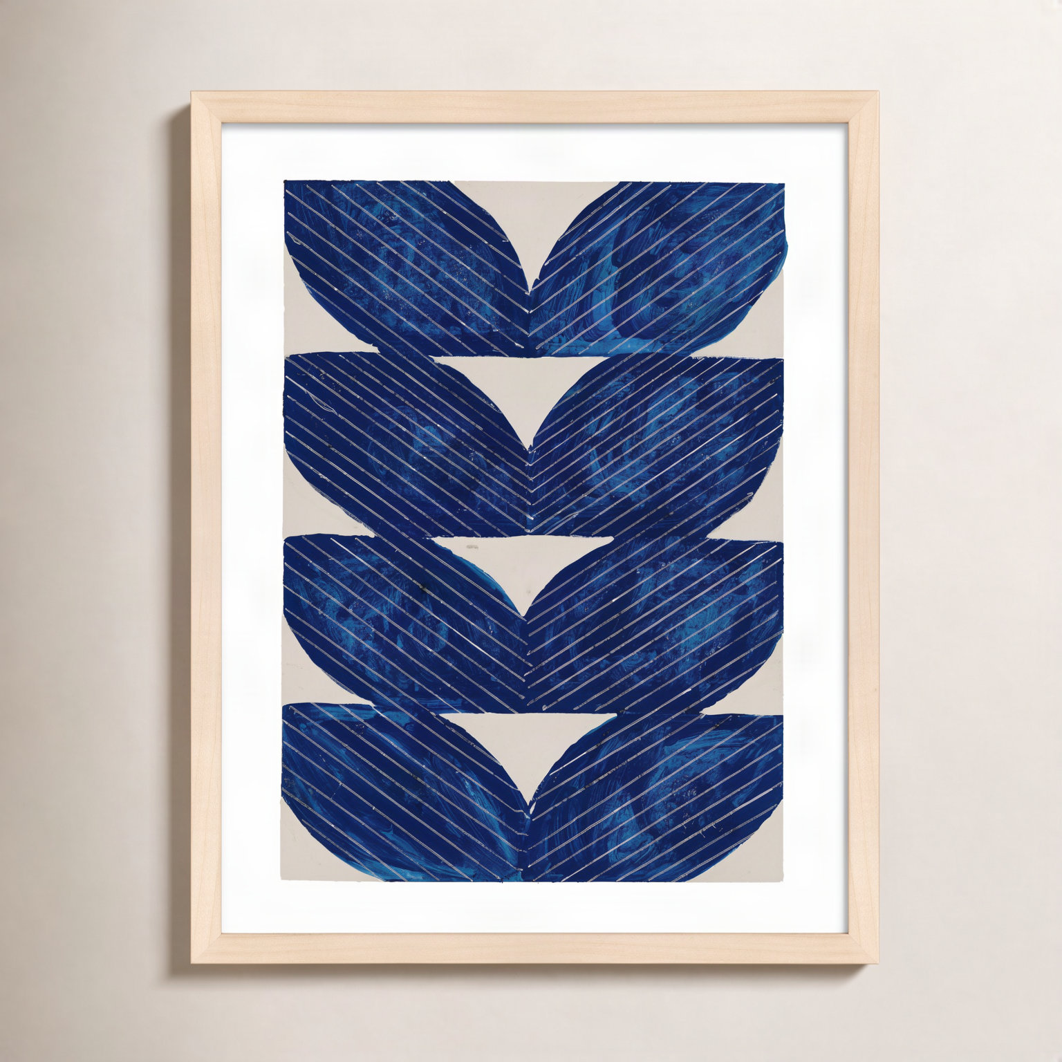 Blue Chevron "Navy Chevron" Painting, 38" H x 30" W x 1.25" D, Brown