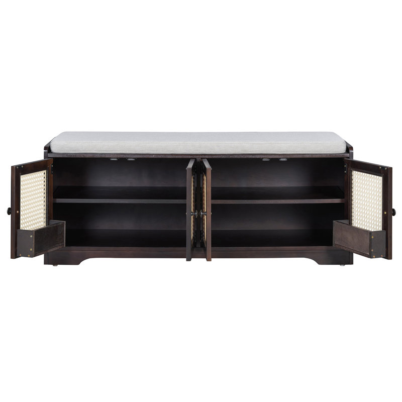 Banc de rangement en bois multifonctionnel, Espresso