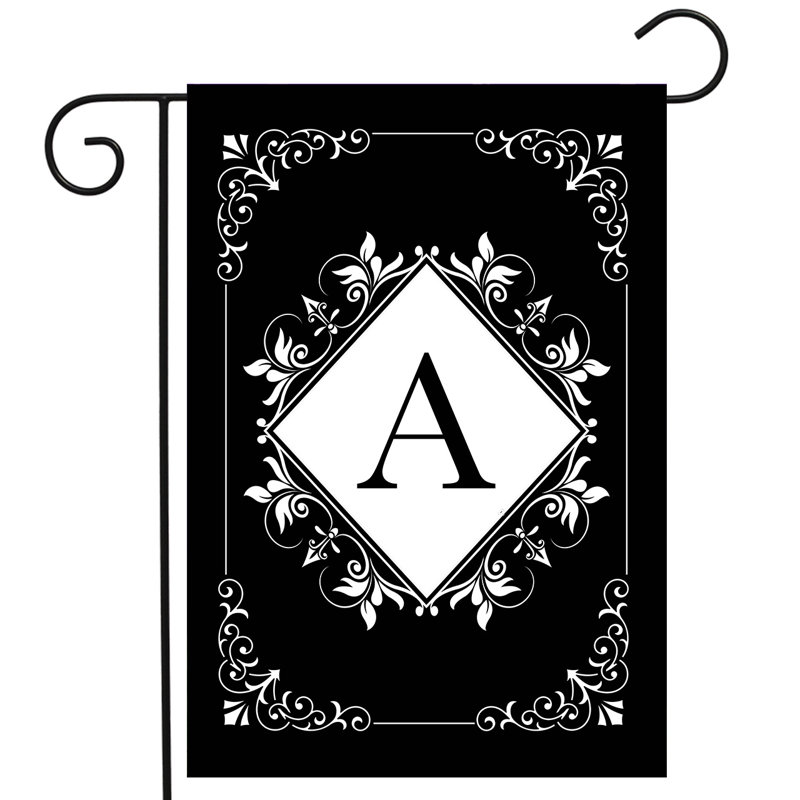 Black And White Monogram A Garden Flag