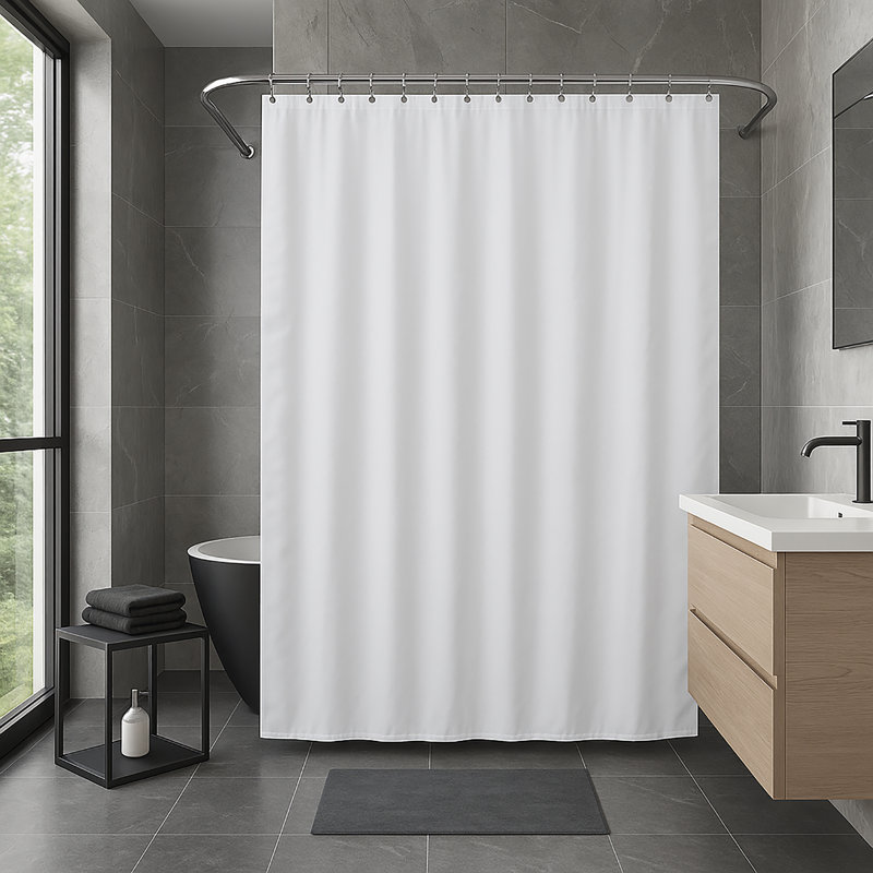 Rideau de douche extra large en polyester + 16 crochets