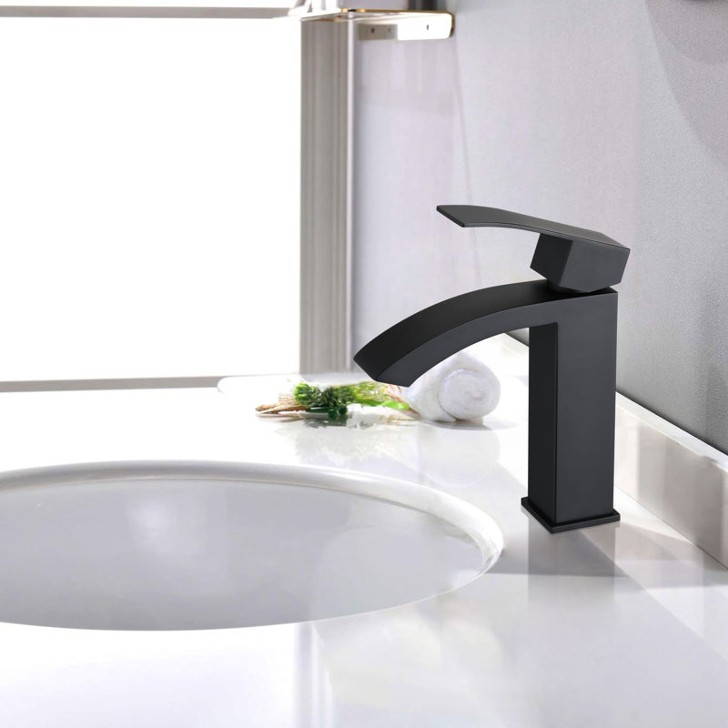 Bathroom Faucet Single Hole Bathroom Sink Faucet With Deck And Pop-up Drain(with Overflow),stainless Steel, Matte Black