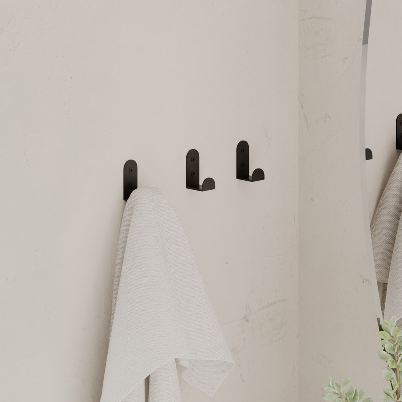 Cintre mural durable Kishma, 100% métal, finition noire | Dimensions: 0,8 x 1,9 x 1,0 pouces | Capacité de poids: 2,2 lb | Parfait pour organiser l'espace, installation facile avec des vis, design élégant et robuste