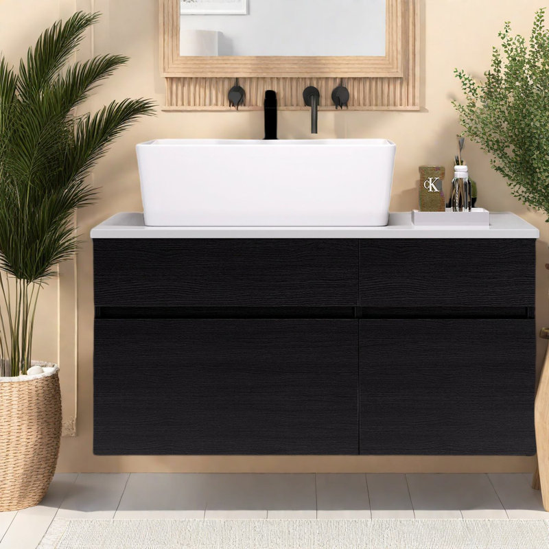 Meuble-lavabo moderne compact avec lavabo en céramique pour petites salles de bain