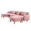 4 places en tissu bouclé rose, en forme de U avec coussins de dossier en forme de coquillage et de dossier moelleux, repose-pieds à ressorts-797994920