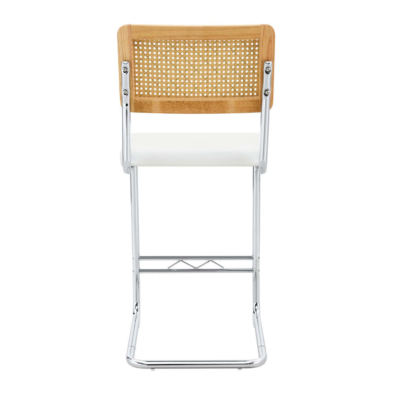 Ensemble de tabourets de bar en rotin naturel avec dossier en bois massif