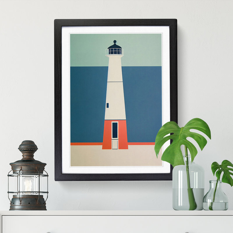 Lighthouse Orphism - Picture Frame Print, Black, 64cm H x 46cm W x 2cm D