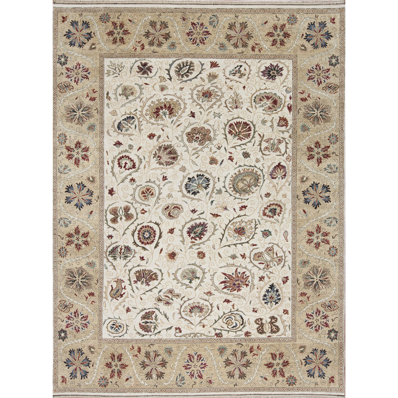 Suzani Hand Knotted Wool Area Rug, Rectangle 9' x 12'