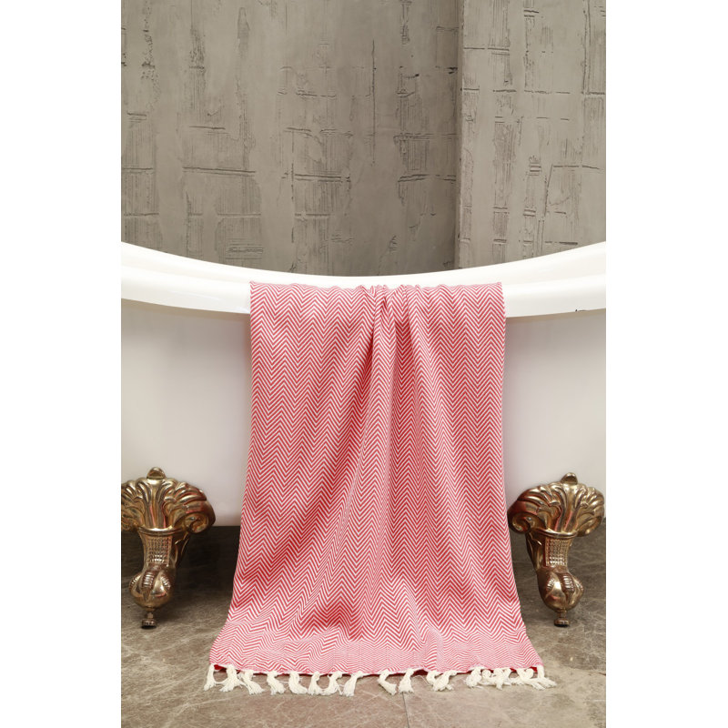 Cotton Midweight Beach Towel, Red