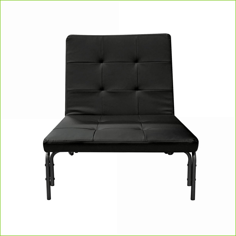 Canapé-lit pliable réglable de taille simple avec tête de lit en polyuréthane noir et tête de lit gris